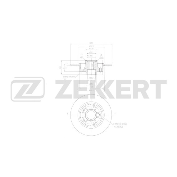 Диск торм. задн. Renault Megane III 08- Fluence 10- (с подшипником с ABS)