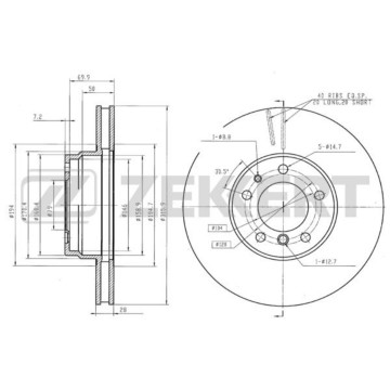 Диск торм. перед. BMW 7 (E38) 94-