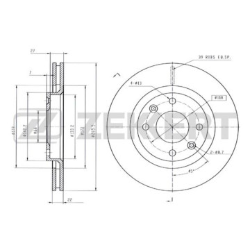 Диск торм. перед. Citroen Berlingo I 96- C3 I II 02- C4 I II 04- C5 I II 01- Xsara 97- (с пок