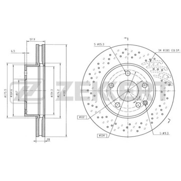 Диск торм. перед. MB C-Class (204) 07- (с покрытием)