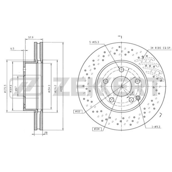 Диск торм. перед. MB C-Class (204) 07- (с покрытием)