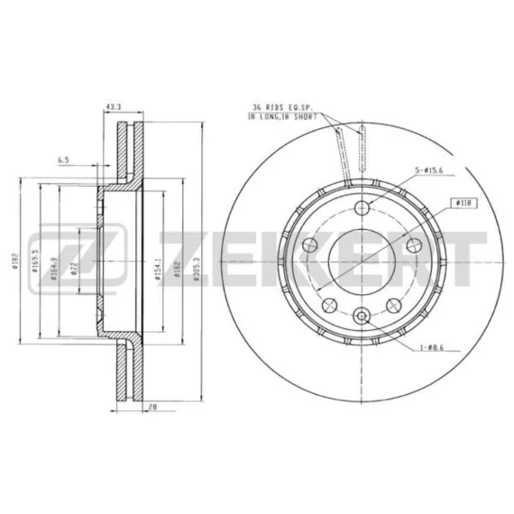 Диск торм. перед. Nissan Primastar (X83) 01- Opel Vivaro A 01- Renault Trafic II III 01- (с покры