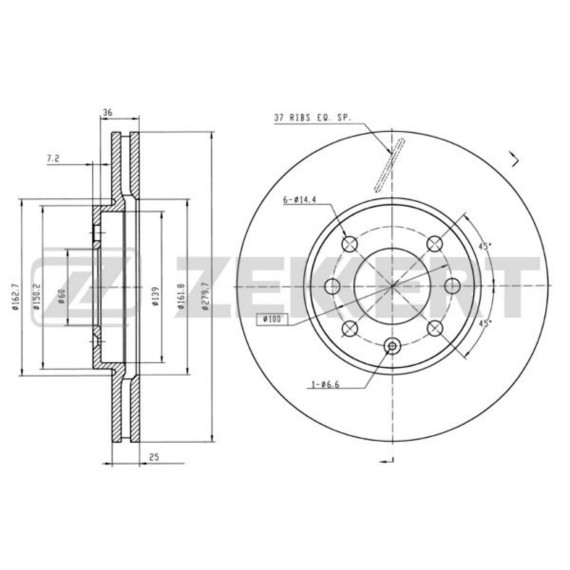 Диск торм. перед. Opel Astra H 04- Meriva A 03- (с покрытием)
