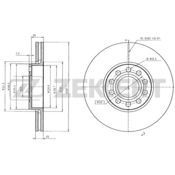 Диск торм. перед. Skoda Superb (3U_) 01- VW Passat V 96- (с покрытием)
