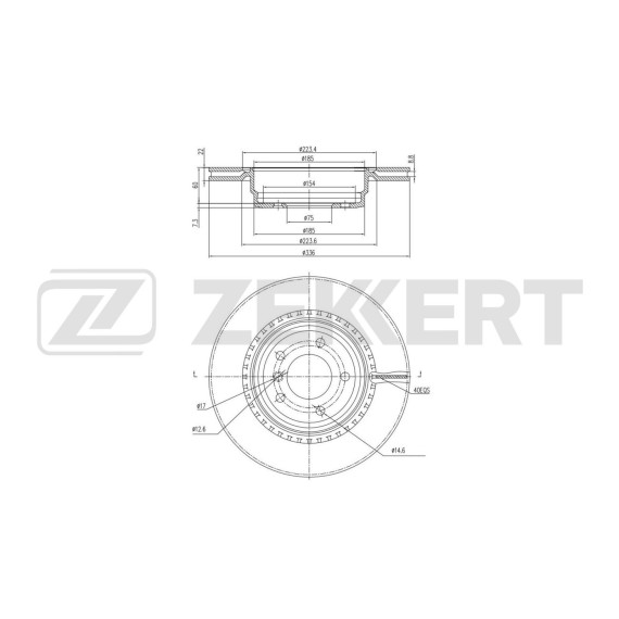 Диск тормозной задний BMW 3 (E90/91/92/93) 04- X1 (E84) 09-