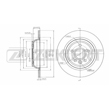 Диск тормозной задний Ford Focus II 05- Mondeo IV 07- Galaxy II 12- Land Rover Evoque 19- (с покр