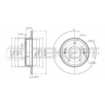 Диск тормозной задний Hyundai Elantra V VI 10- i30 I II 11- Kia Cerato III IV 13- (с покрыти