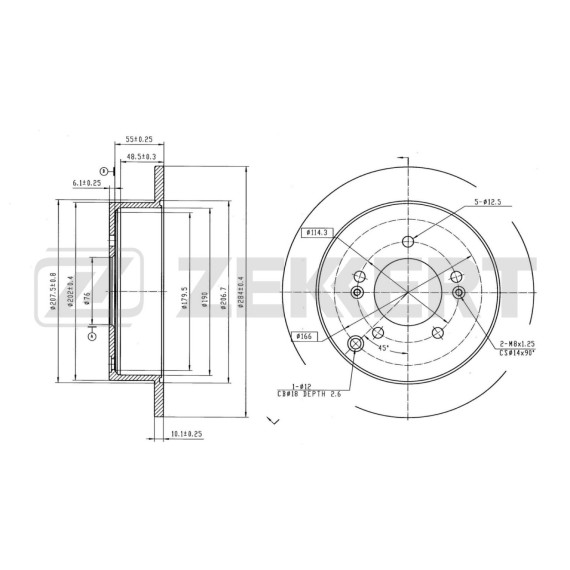 Диск тормозной задний Hyundai Santa FE 01- Tucson 04- Kia Sportage II III 04- (с покрытием)