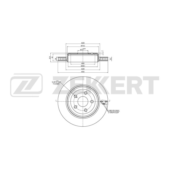 Диск тормозной задний Jeep Grand Cherokee IV 10-