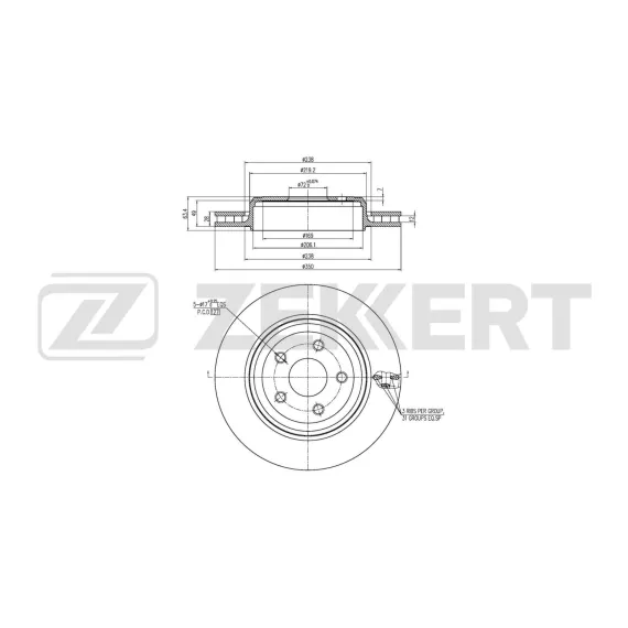 Диск тормозной задний Jeep Grand Cherokee IV 10-