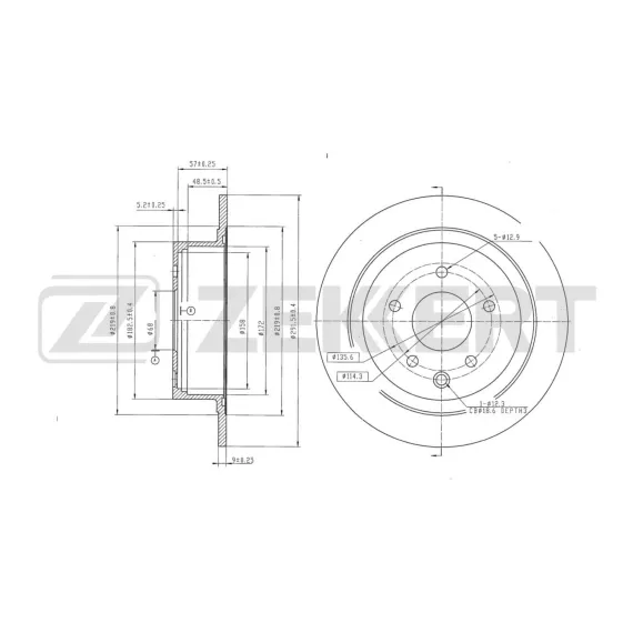 Диск тормозной задний Nissan Juke (F15) 10- Qashqai/Qashqai + 2 (J10_) 06- (с покрытием)