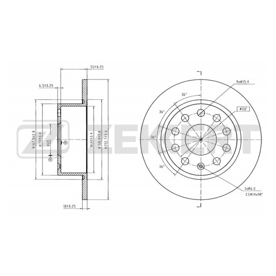 Диск тормозной задний Skoda Octavia (5E3 NL3 NR3) 16- Combi (5E5 5E6) 12- (с покрытием)