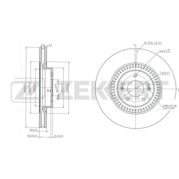 Диск тормозной перед. Kia Stinger 17- Genesis G70 17-