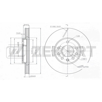 Диск тормозной передний Chevrolet Zafira (F75) 01- Opel Astra G 01- Astra H 05- (с покрытием)