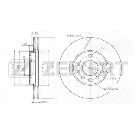 Диск тормозной передний Chevrolet Zafira (F75) 01- Opel Astra G 01- Astra H 05- (с покрытием)