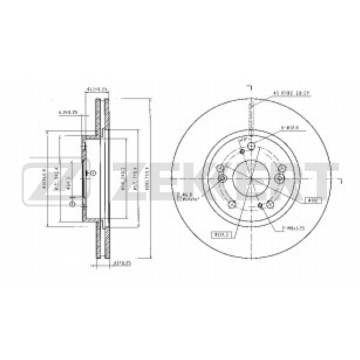 Диск тормозной передний Honda Civic VII-IX 05- Great Wall C50 11- Byd F6 08- G6 09- (с покрытием)