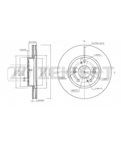 Диск тормозной передний Honda Civic VII-IX 05- Great Wall C50 11- Byd F6 08- G6 09- (с покрытием)