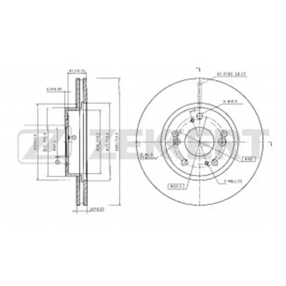 Диск тормозной передний Honda Civic VII-IX 05- Great Wall C50 11- Byd F6 08- G6 09- (с покрытием)