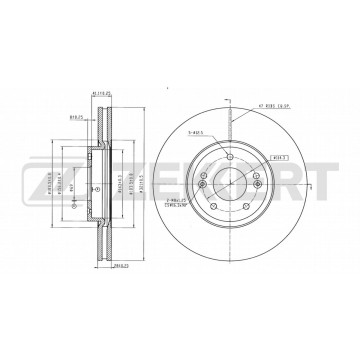 Диск тормозной передний Hyundai Santa Fe II-IV 06- Kia Sorento II III 09- (с покрытием)