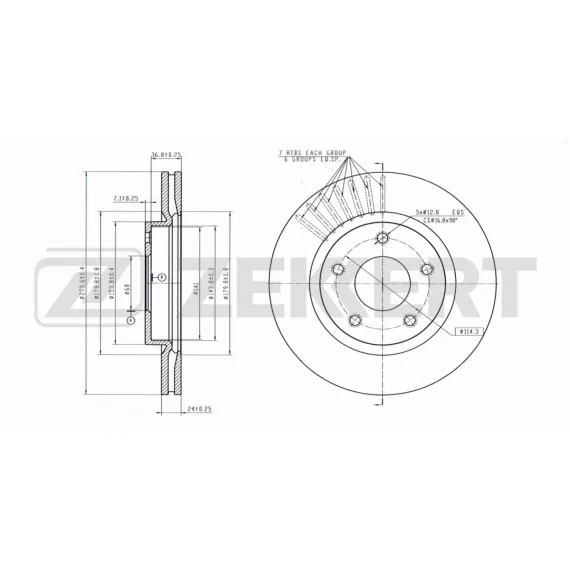 Диск тормозной передний Nissan Juke (F15 F16) 10- Tiida (C13) 14- (с покрытием)