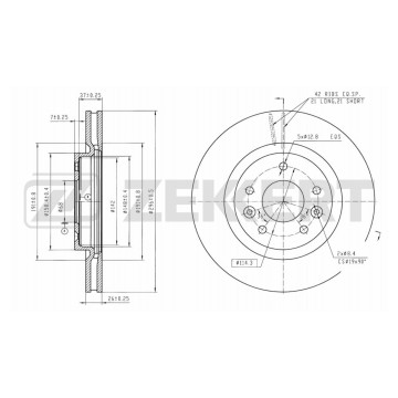 Диск тормозной передний Nissan Qashqai (J11) 13- X-Trail (T32) 13- Leaf (ZE0) 10- (с покрытием)