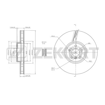 Диск тормозной передний левый BMW 5 (G30 F90) 16- X5 (G05 F95) 18- 3 (G20/80/28) 19- X6 (G06 F96)