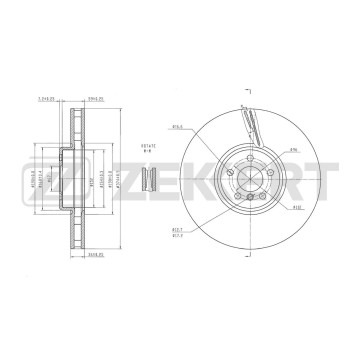 Диск тормозной передний правый BMW 5 (G30 F90) 16- X5 (G05 F95) 18- 3 (G20/80/28) 19- X6 (G06 F96