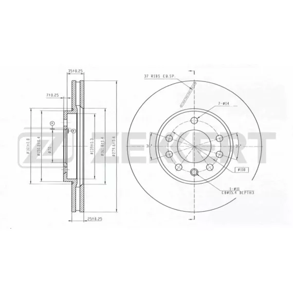 Диск тормозной передний Chevrolet Zafira (F75) 01- Opel Astra G 01- Astra H 05- (с покрытием)