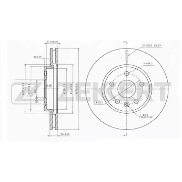 Диск тормозной передний Opel Astra J 09- Chevrolet Aveo (T300) 13- Cruze (J300 J305 J308) 09- (с
