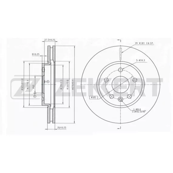 Диск тормозной передний Opel Astra J 09- Chevrolet Aveo (T300) 13- Cruze (J300 J305 J308) 09- (с