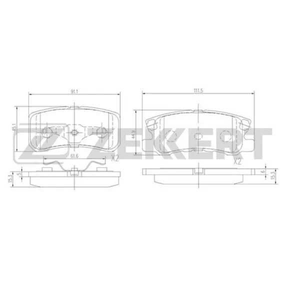 Колодки торм. диск. задн. (смесь CERAMIC) Citroen C-Crosser 07- Mitsubishi ASX 10- Lancer VIII 08-