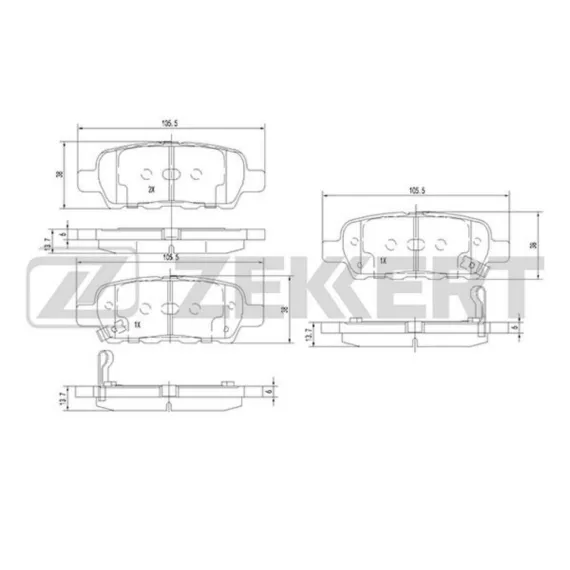 Колодки торм. диск. задн. (смесь CERAMIC) Infiniti FX35 FX45 03- Nissan Murano (Z5_) 02- Pathfinde