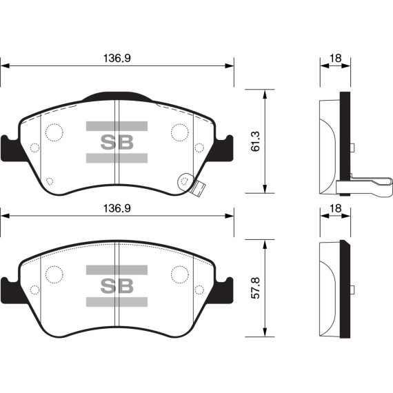Колодки торм.дисковые Hi-Q TOYOTA AURIS 09- (D1571)