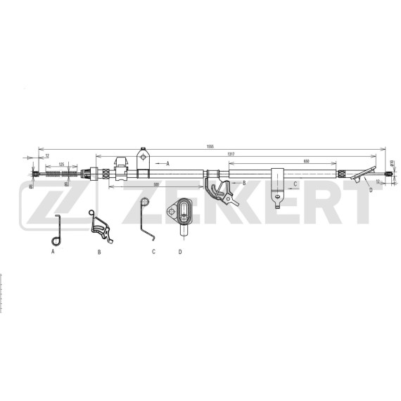 Трос стояночного тормоза задн. лев. Toyota Yaris (P90) 05- Daihatsu Charade VIII 11-