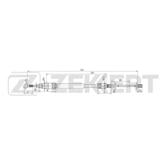 Трос стояночного тормоза правый Peugeot 407 04-