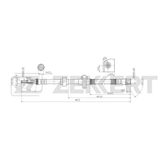 Шланг тормозной задний правый Citroen C5 II III 06- C6 05- Peugeot 407 04- 508 10-