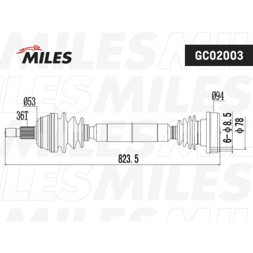 Привод в сборе AUDI A3/SKODA OCTAVIA/VW GOLF 1.4-1.9 96- прав.