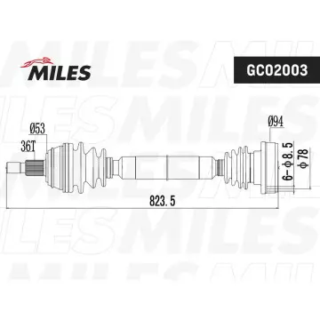 Привод в сборе AUDI A3/SKODA OCTAVIA/VW GOLF 1.4-1.9 96- прав.
