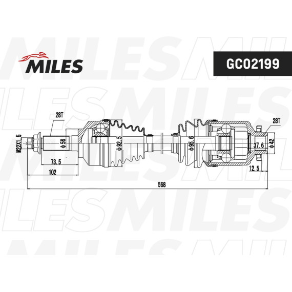Привод в сборе KIA SORENTO 06- прав.