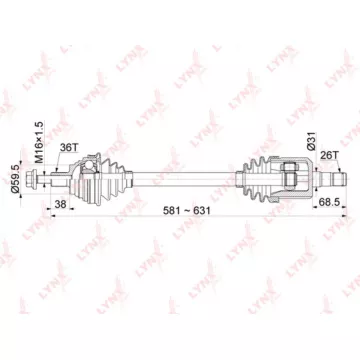 Привод в сборе L AUDI A3 1.6 AT 03-12 SKODA Octavia(1Z/5E) 1.6 AT 04> / Yeti 1.6 AT 14-17 VW Golf