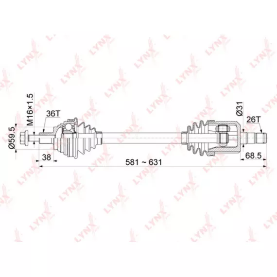 Привод в сборе L AUDI A3 1.6 AT 03-12 SKODA Octavia(1Z/5E) 1.6 AT 04> / Yeti 1.6 AT 14-17 VW Golf