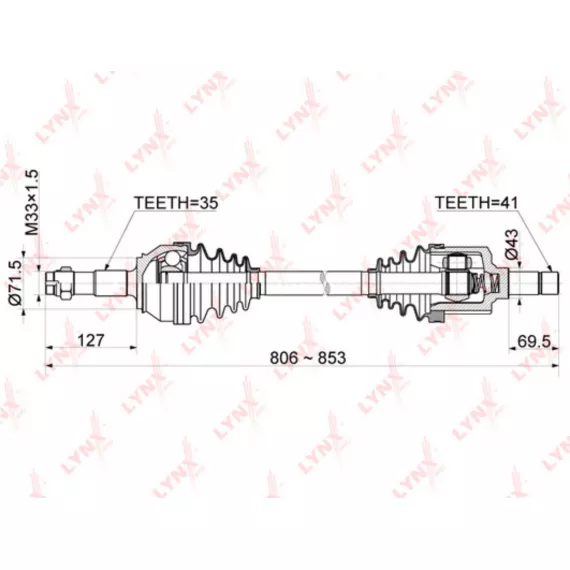 Привод в сборе L CITROEN Jumper 2.2D-3.0D 06> FIAT Ducato 2.2D-3.0D 06> PEUGEOT Boxer 2.2D-3.0D 06