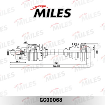 Привод в сборе MB VITO 2.0/2.3 96-03 лев./прав.(ABS)