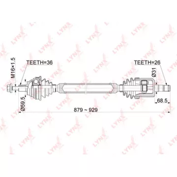 Привод в сборе R AUDI A3 1.6 AT 03-12 SKODA Octavia(1Z) 1.6 AT 04-13 / Yeti 1.6 AT 14-17 VW Golf V
