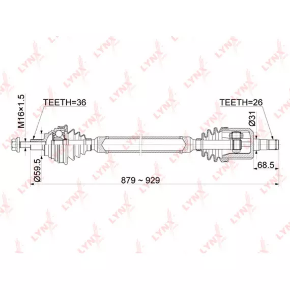 Привод в сборе R AUDI A3 1.6 AT 03-12 SKODA Octavia(1Z) 1.6 AT 04-13 / Yeti 1.6 AT 14-17 VW Golf V