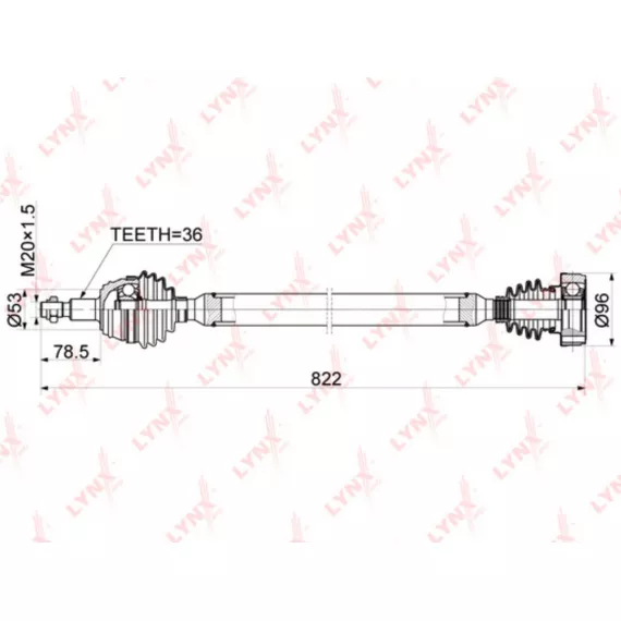 Привод в сборе R AUDI A6 MT 96-03 SKODA Octavia(1U/1Z) 1.4-1.9D MT 96-10 VW Golf IV 1.4-1.9D MT 97