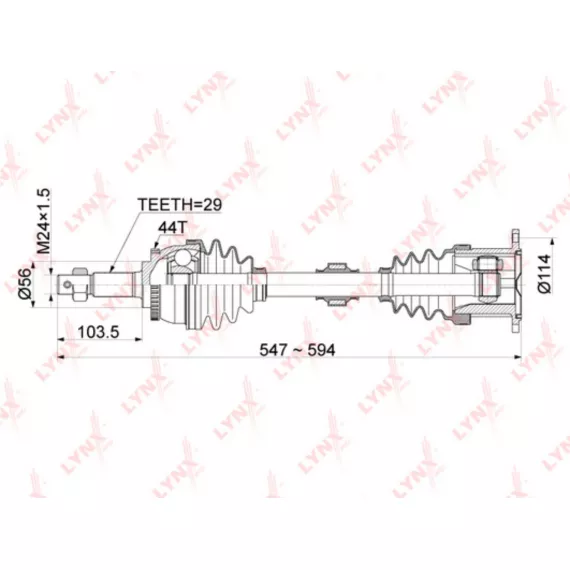 Привод в сборе передний R NISSAN X-Trail(T30) 2.0-2.5 AT 00-13