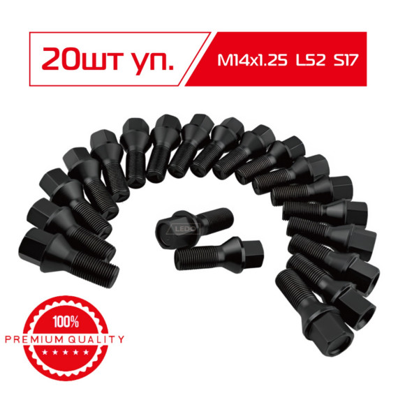 LEDO Болт колеса на BMW. MINI черный M14x1.25 ключ 17. 36136781151