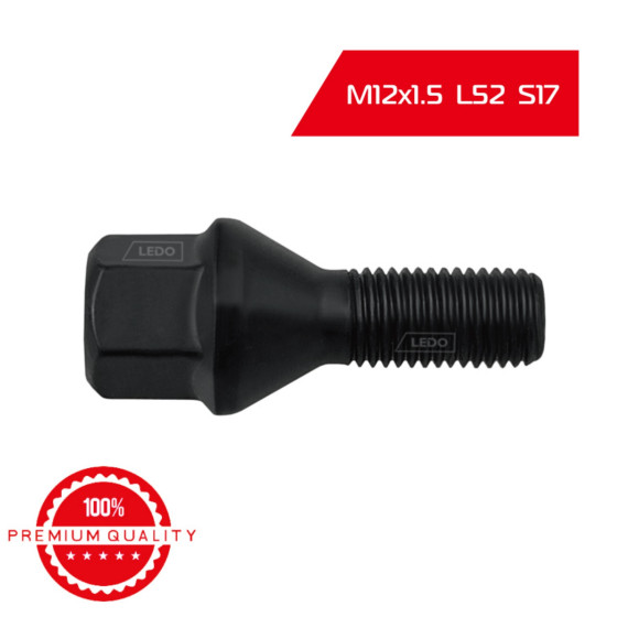 LEDO Болт колеса черный M12x1.5 ключ 17