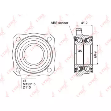 Подшипник ступицы задний с ABS (45x49x92) BMW X3(F25) 1.6-3.0 10> / X4(F26) 2.0-3.0 13>